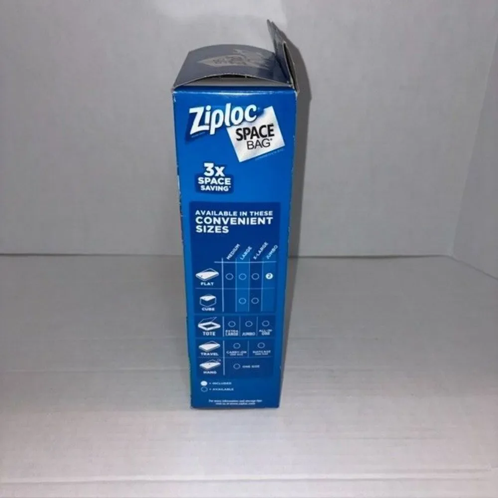 Ziploc Space Bag 2 Jumbo Bed & Linen Flats Airtight Waterproof Reusable